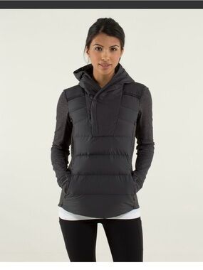 lululemon athletica Black Quilted Hooded Pullover Jacket